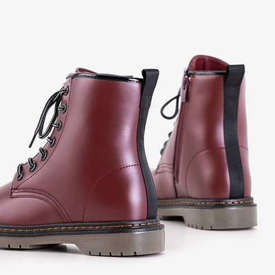 Bordowe damskie trapery eko-skórzane Lesita - Obuwie