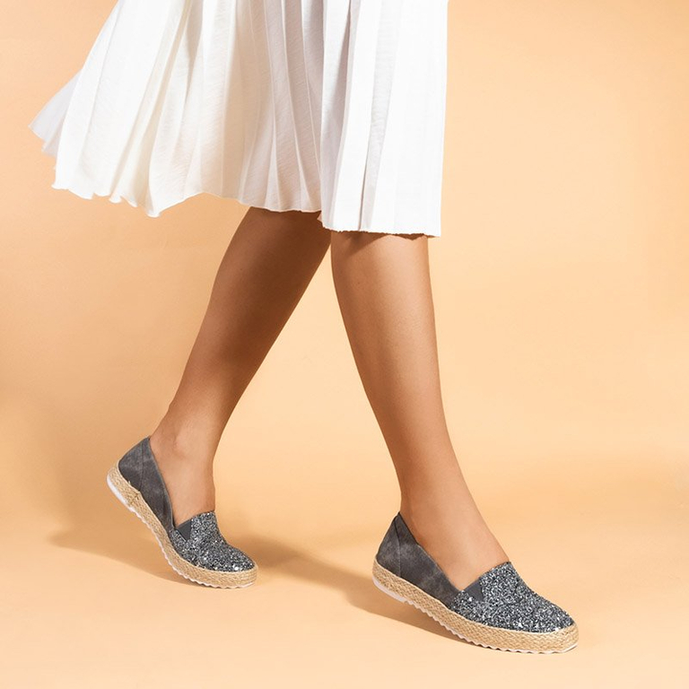 Темно-серые эспадрильи с блестками Nuhente