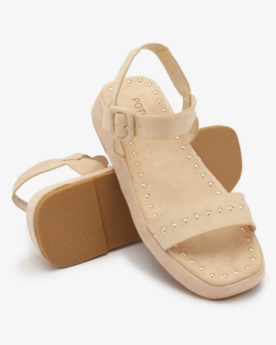 Бежевые женские сандалии со стразами Franssia - Обувь