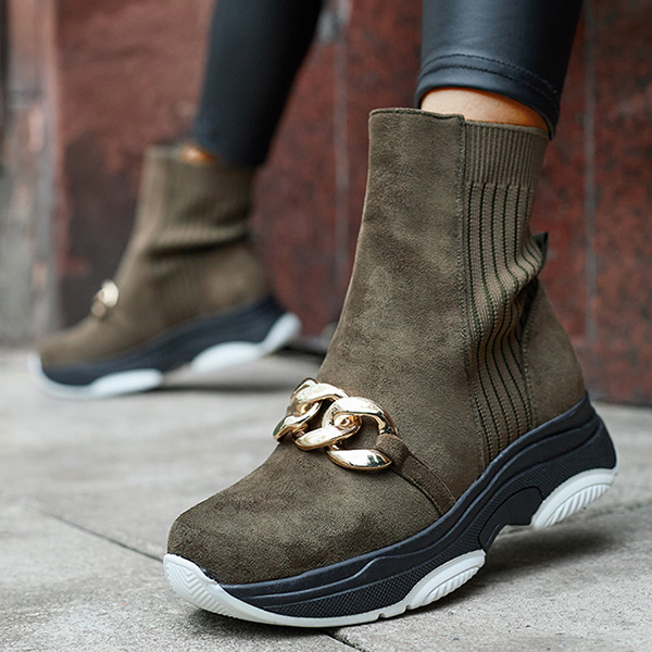 Женские зеленые утепленные сапоги из эко-замши Cuzitta- Footwear