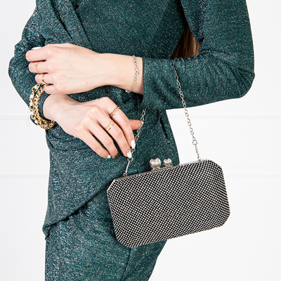 Черный женский клатч со стразами