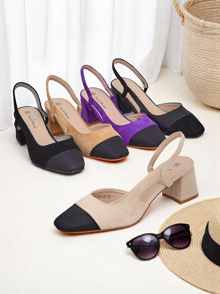 Royalfashion Damskie czółenka Eleganzo – niski obcas, ozdobny nosek