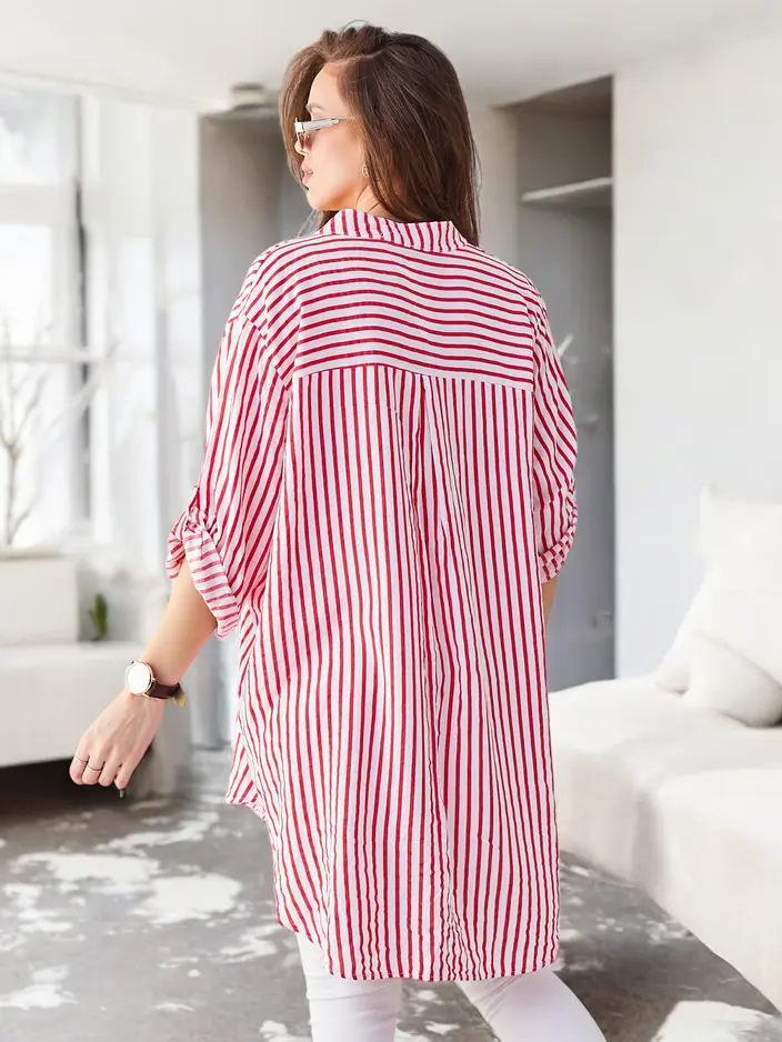 Royalfashion Viskozės ilga moterų juostuota palaidinė