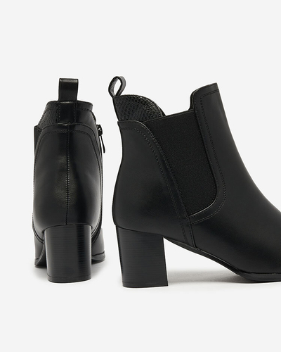 Royalfashion Черные женские сапоги на низкой шпильке Nejery
