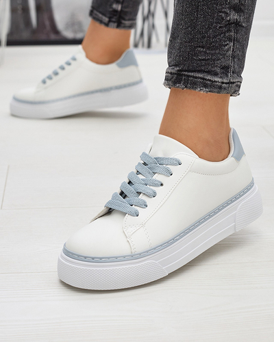 Белые женские спортивные кроссовки с синими вставками Assalia - Обувь