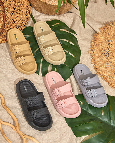 Женские тапочки с застежками Eckos цвета хаки - Обувь