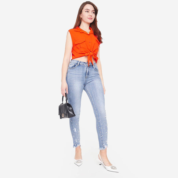 Orange crop top palaidinė susegama sagomis - Drabužiai