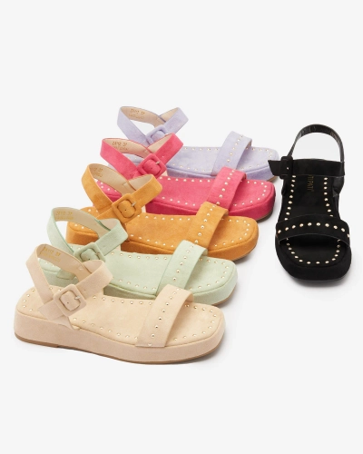 Juodi moteriški sandalai su akmenukais Franssia - Avalynė