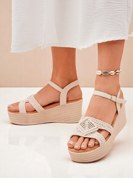 Royalfashion Moteriškos basutės su platforma, pintos Sunny Day