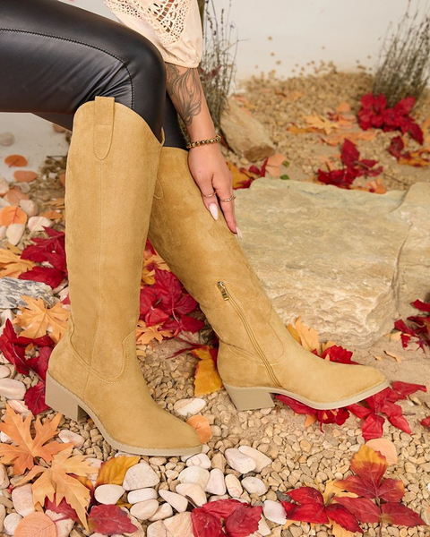 Royalfashion Женские утепленные ботинки верблюжьего цвета Comfy Elegance