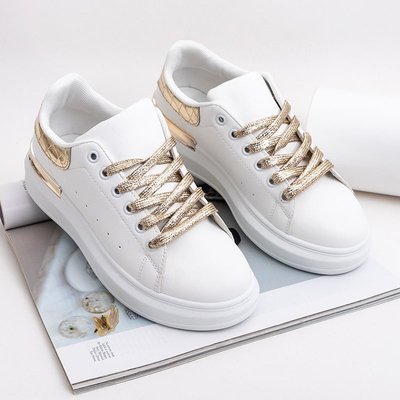 Бело-золотые женские кроссовки Pamelia