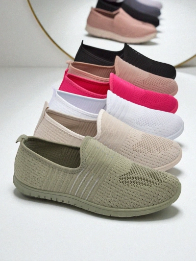 Hypatia Verde Women's Fabric Slip-On Loafers with Flat Sole