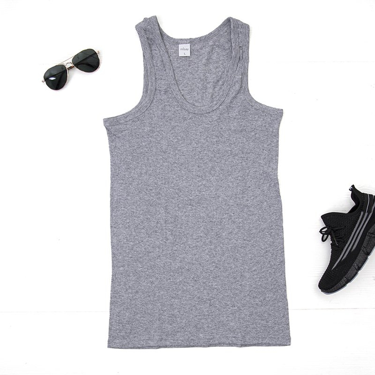 Pilki vyriški marškinėliai be rankovių-drabužiai