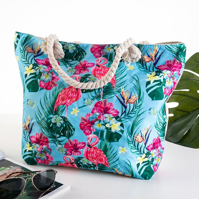 Įvairiaspalvis paplūdimio krepšys su flamingais - Rankinės