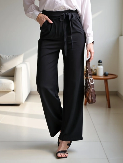 Широкие женские брюки Royalfashion с поясом