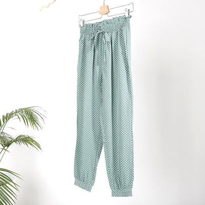 Зеленые женские брюки в горошек PLUS SIZE
