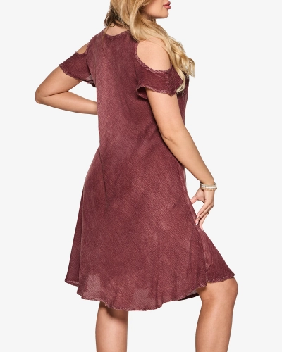 Bordo spalvos moteriška paplūdimio suknelė - drabužiai