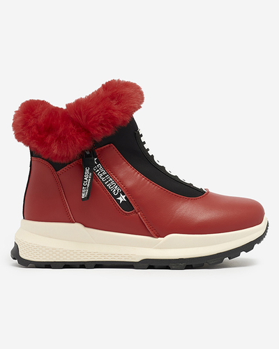 Красные женские утепленные сапоги с мехом Scherr- Footwear