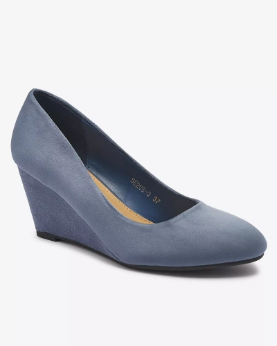 Классические женские насосы из эко-замши синего цвета Jiwitis - Обувь