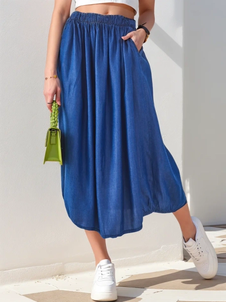 Royalfashion Moteriška midi sijonas džinsinio stiliaus