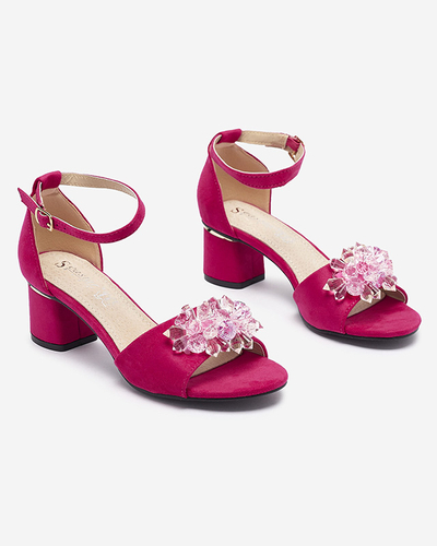 Fuksijos spalvos moteriški sandalai ant aulo su dekoratyviniais kristalais Cerosso- Avalynė