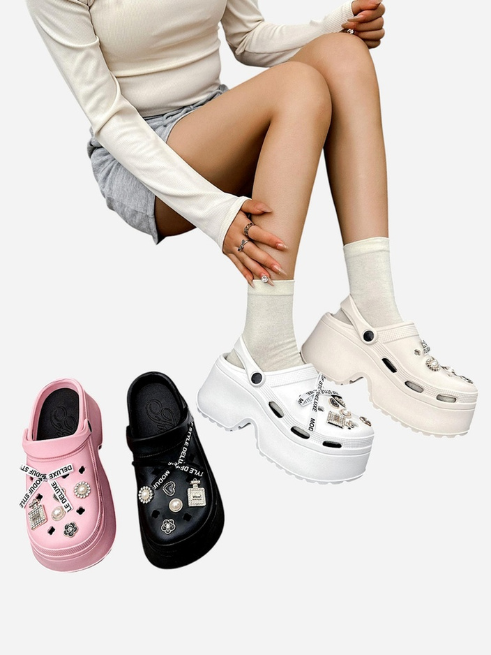 Royalfashion moterų guminių šlepečių su dekoracijomis Dellos