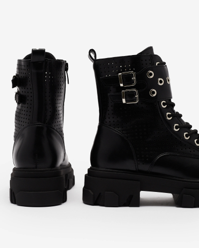 Royalfashion Черные женские ботинки-багги Broues