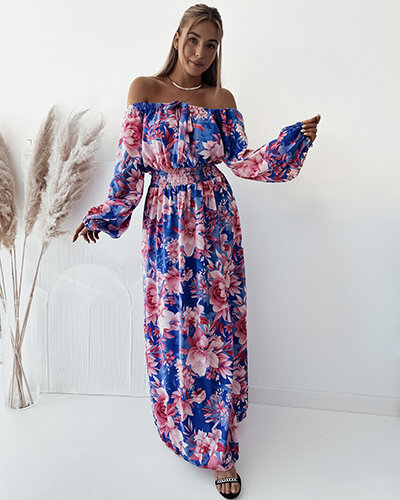 Royalfashion Moteriška midi suknelė su originaliu raštu