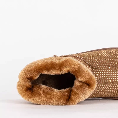 OUTLET Moteriški sniego batai su kupranugarių kubiniais cirkoniais Rudis - Avalynė