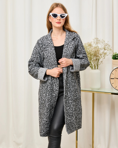 Royalfashion Серое женское пальто из овчины