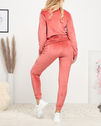 Klasikinis moteriškų paminkštintų megztinių komplektas tamsiai rožinės spalvos - Drabužiai