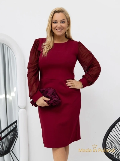 Elegantiška moteriška mini suknelė su tinklinėmis rankovėmis Evilla