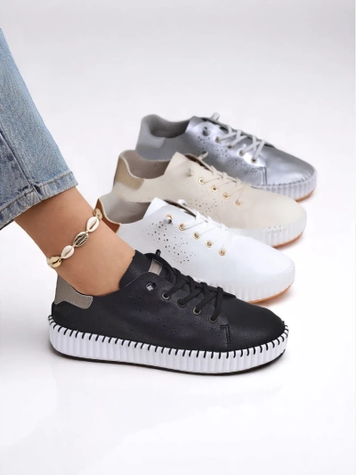 Royalfashion Women's Luna Lace Cutout Sneakers