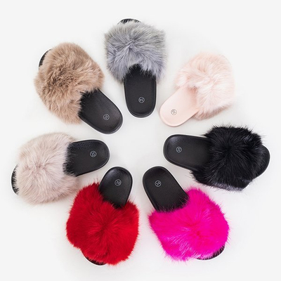 Шлепанцы из нонни пудрового меха для девочек - Обувь