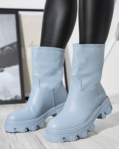 Голубые женские сапоги с утеплением Mekira