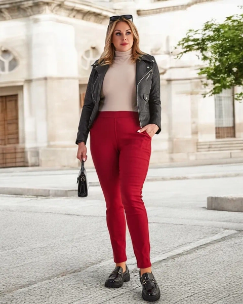 Moteriški bordo spalvos izoliuoti treggingai - Drabužiai