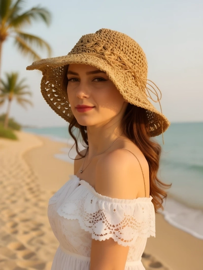 Royalfashion Moteriška šiaudinė skrybėlė Nėriniai Breeze