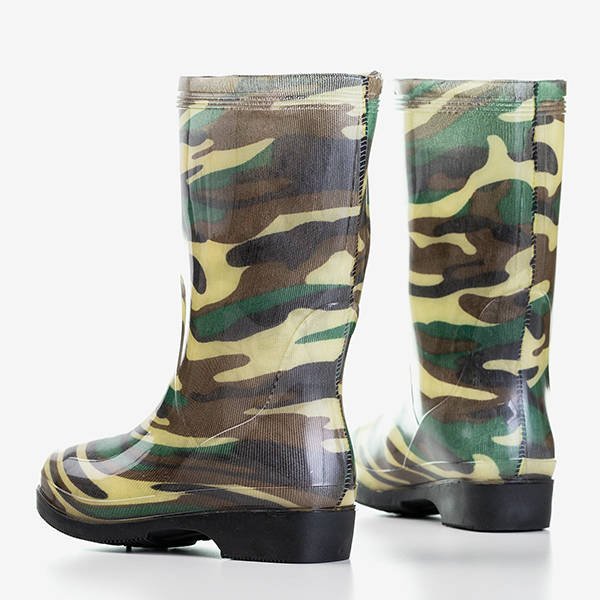 Zielone damskie kalosze we wzór moro Kampena - Obuwie