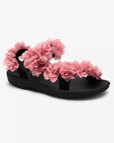 Royalfashion Rožiniai moteriški sandalai su gėlėmis Alferroy
