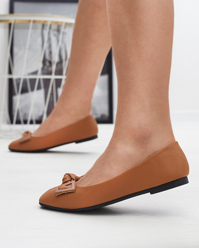 Moteriški kupranugario spalvos balerinai su dekoru ant nosies "Caxien- Footwear"
