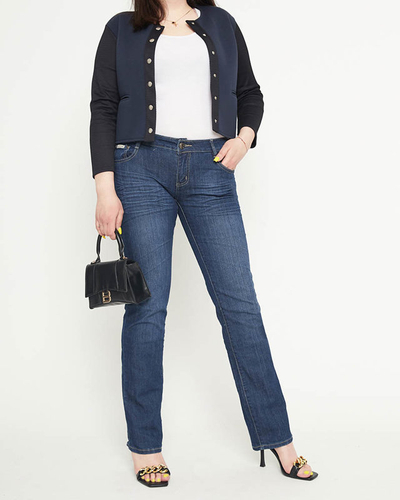 Moteriški tiesūs tamsiai mėlynos spalvos džinsai PLIUS DYDIS - Drabužiai