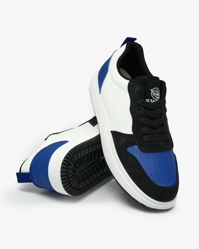 Royalfashion Juodai balti sportiniai bateliai su kobalto spalvos intarpais Colorburst Classics