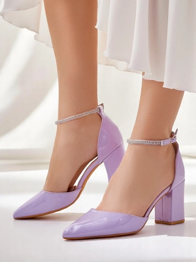 Туфли на каблуке из лаковой кожи Royalfashion для женщин с ремешком из страз Furoni