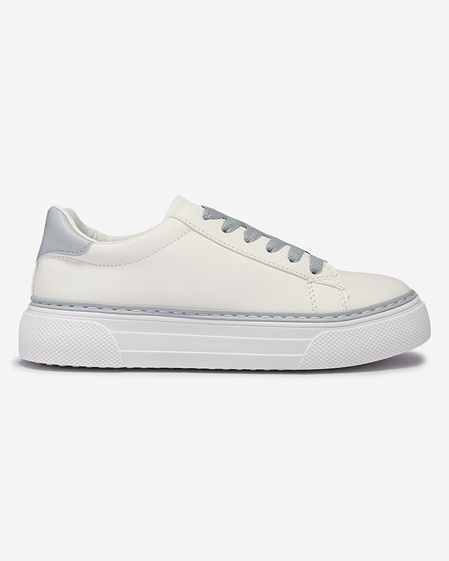 Balti moteriški sportiniai bateliai su mėlynais įdėklais Assalia - Avalynė