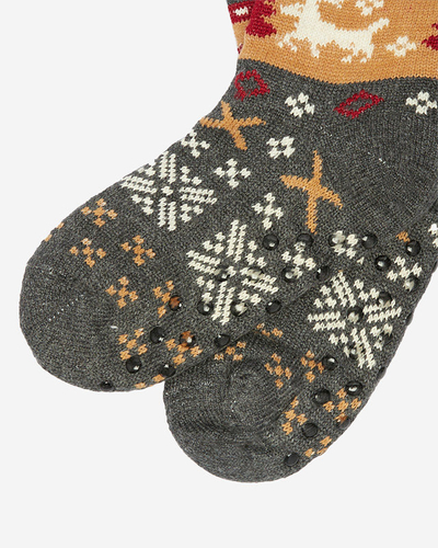 Pilkos moteriškos kojinės kalėdiniu raštu - Apatiniai rūbai