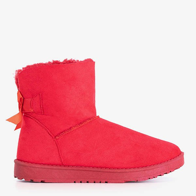 Czerwone damskie śniegowce z kokardką Pomona - Obuwie