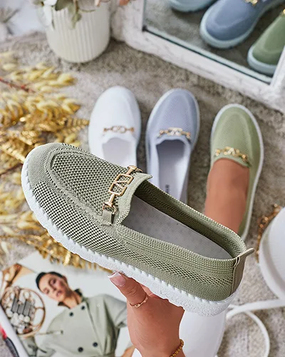 Royalfashion Женские тканевые мокасины с золотым украшением Erticae