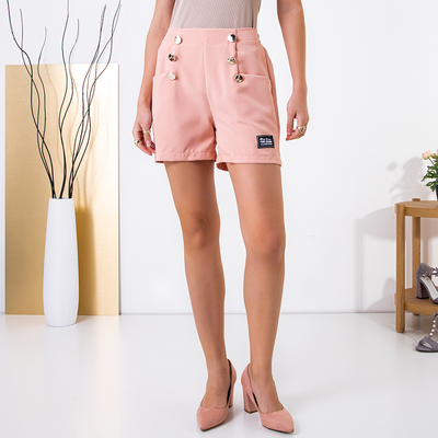 Персиковые женские шорты с пуговицами