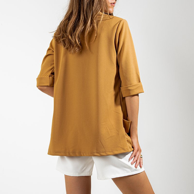 Коричневый женский пиджак без застежки