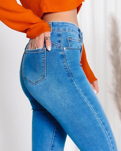 Классические синие женские джинсы-трубы - Одежда